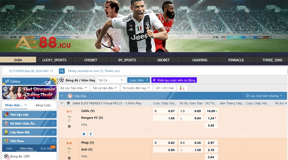 đa dạng Các trò chơi cá cược thể thao AE888 được người chơi ưa chuộng