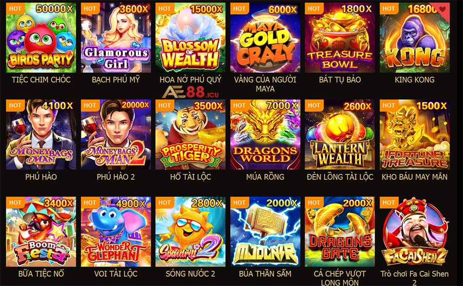 đa dạng Trò chơi nổ hũ hấp dẫn tại Nổ Hũ AE888